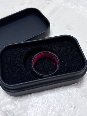 Groove Life Solid Midnight Black & Raspberry Red Silicone Ring - Size 8 - New